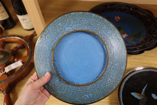 A group of Japanese cloisonne enamel dishes